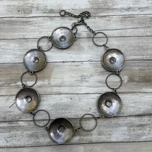 Medallion Chain Link Belt OS Brown Silver Boho Stone Inlay Earthy Artsy Western thumbnail 7