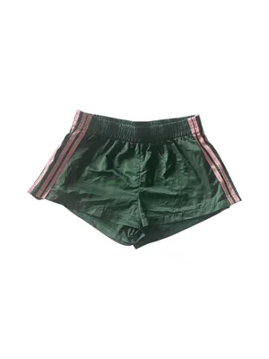 PACSUN-EDIKETED-NIKKI NYLON SHORTS-SIZE XS Lightweight green athletic shorts with contrast pink side stripes. Elastic waistband for a comfortable, secure fit. Breathable fabric designed for everyday wear and active days. Easy to style with tees or tanks Excellent condition thumbnail 5