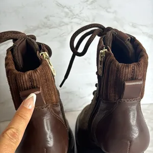 Antonio Melani - Penn Leather And Fabric Lug Sole Booties lace up platform 6M thumbnail 9