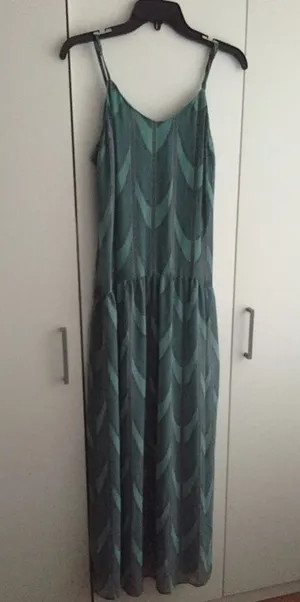 Forever 21 Mint Sage green & black paisley chain print maxi dress thumbnail 1