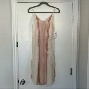 Rip Curl Cream Baja Stripe Midi Dress NWT S thumbnail 3