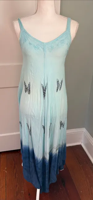 Light Blue Ombre Butterfly Jumpsuit Flowy Boho Free Size (Medium) thumbnail 1