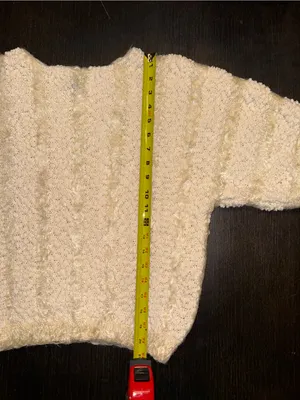 Lauren Michelle Cream Textured Puff-Sleeve Popcorn Knit Boucle Sweater Boho Chic thumbnail 5