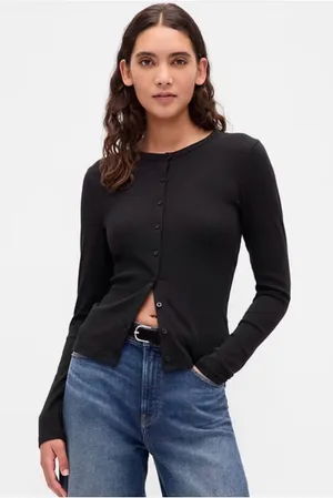 GAP Black wool blend Button-Up Long Sleeve Crew Cardigan, size XL minimalist thumbnail 1