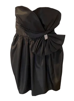 HOST PICK Vintage Talbots Kappi 80’s Black Taffeta Strapless PROM Dress Size SP thumbnail 2