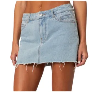 Edikted Jessie Raw Hem Y2K Style Denim Mini Skirt | XS thumbnail 1