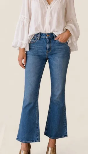 M.i.h Jeans Lou Cropped Flare Blue Fade 70s Denim Size 30 boho thumbnail 1