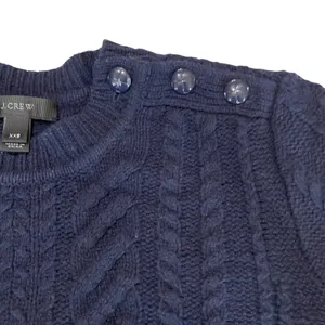 J. Crew Navy Blue Cable Knit Fisherman Sweater 100% Wool Womens Size XXS‎ thumbnail 6