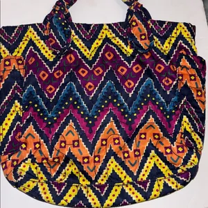 Marc By Marc Jacobs Multicolored Quilted Nylon Tote Bag Chevron Geometric Design thumbnail 4