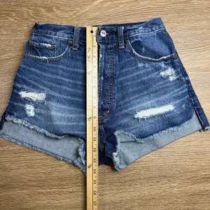 Abercrombie & Fitch High Rise Distressed Denim Shorts Women's Size 25 Raw Hem thumbnail 8