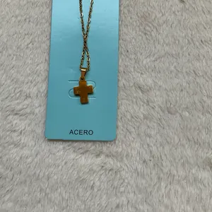 Gold tone Mint Red enamel cross thumbnail 3
