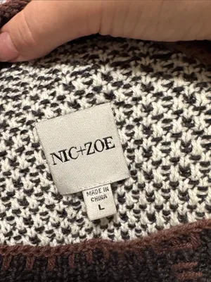Nic + Zoe Mixed Up Mock-neck Two-Tone Base ColorBlock hem and Cuffs Sweater sz L thumbnail 8