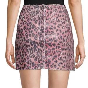 Free People Pink Leopard Print Sequin Mini Skirt thumbnail 4