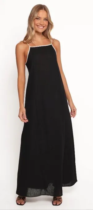 Petal & Pup Ciel Maxi Dress Black Linen Blend Size Small thumbnail 1