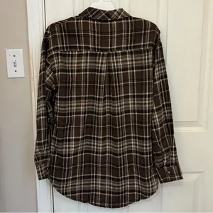 LaCozy Women’s Oversized Flannel Shirt in Brown Plaid thumbnail 8