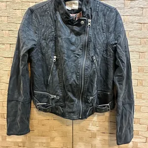 Free People We The Free Faux Vegan Leather Moto Motorcycle Jacket Med Biker thumbnail 2