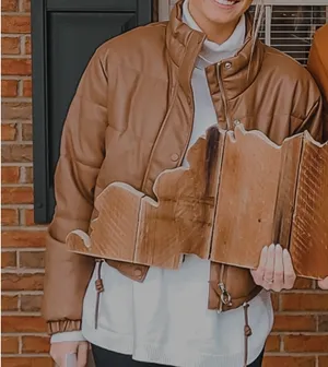 Faux Leather Puffer Jacket thumbnail 1