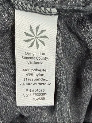Athleta Womens XXS Gray Metallic Lurex Stripe 3/4 Sleeve Stretch Top 930305 thumbnail 6