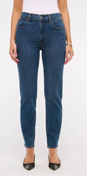 Abercrombie The Mom High Rise Medium Wash Blue Jeans Denim Size 28/6 thumbnail 1
