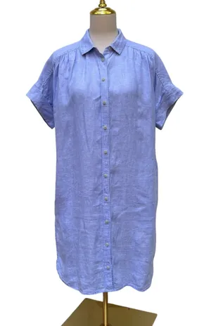 J.Crew Baird McNutt 100% Irish Linen Shirt Dress S Blue Relaxed Casual Preppy thumbnail 1
