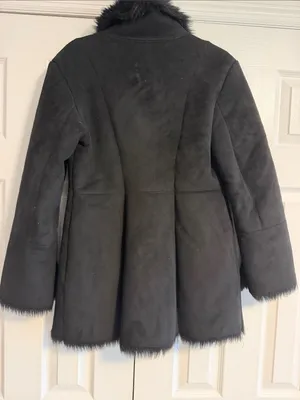 Jones New York Women’s Small Black Faux Suede Faux Fur Lined Coat thumbnail 5