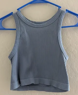 Blue Ribbed Sleeveless Top Gray thumbnail 1
