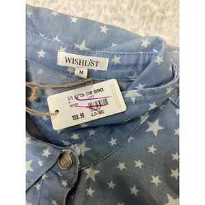 Wishlist Womens‎ Blue Star Print Short Sleeve Button Front Romper Size M NEW. thumbnail 4