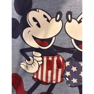 Disney Parks Mickey Minnie Americana Cowl Neck Hoodie Blue Womens L USA Flag‎ thumbnail 4
