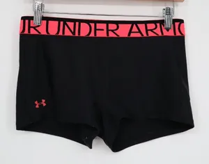 Under Armour HeatGear Compression Shorts Womens M Black Stretch Elastic Waist thumbnail 1
