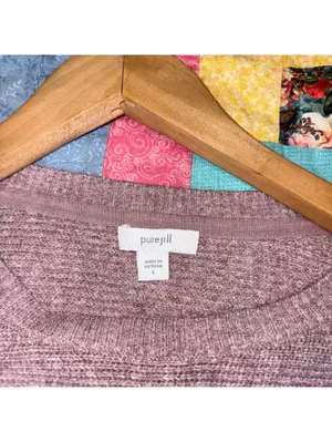 Pure Jill $99 Woman’s L Ribbed One Pocket sweater pink knit long sleeve top thumbnail 7