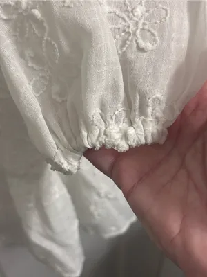 White Embroidered Long Sleeve Mini Dress - Brand thumbnail 9