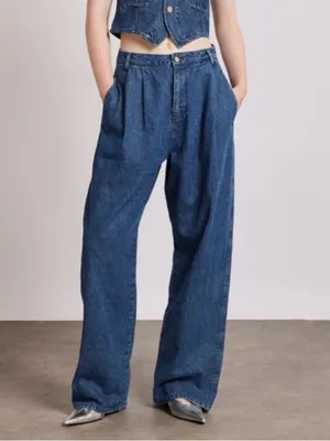 Damson Madder Revolve Women’s Sailor High Waisted Wide Leg Vintage Blue Jeans thumbnail 10