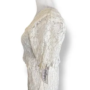 Vintage Nostalgia Lace Maxi Dress‎ Cream Romantic Cottagecore Small Deadstock thumbnail 6