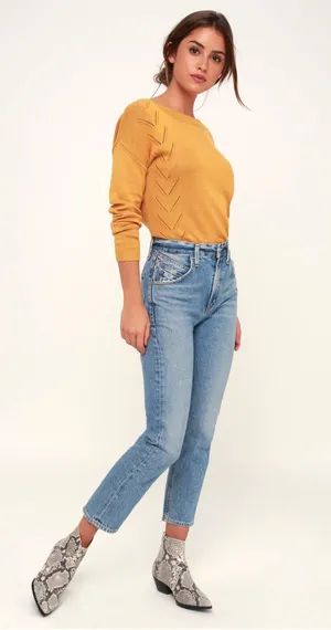 Lulus Mustard Yellow Knit Sweater thumbnail 1