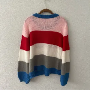 Prómesa Red Pink Stripe Sweater by Blue White Size s/m thumbnail 3