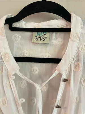 Jaded Gypsy Peace Be With You Embroidered Tunic Top Boho Lagenlook Size S/M thumbnail 3