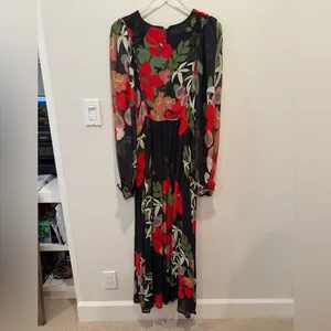 FARM RIO Long Sleeve V-neck‎ Floral Maxi Dress size Small thumbnail 2