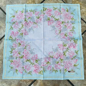 Lancel Paris Feminine Floral Cotton Scarf Pocket Square Handkerchief New thumbnail 1