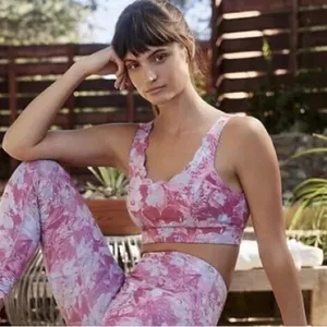 Anthropologie Daily Practice Allie Sports Bra Floral Size‎ Large Scalloped thumbnail 1