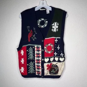 Vintage North Crest‎ Christmas Sweater Vest thumbnail 5
