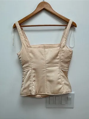 Zara Padded Corset Bustier Structured Satin tank top S neutral / beige S thumbnail 6