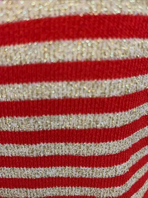 🚨🚨🚨BOGOHO🚨🚨🚨Boston Proper Striped Lace-Up Top - Red & Gold Shimmer-M thumbnail 8