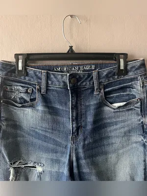 American Eagle Distressed Hi Rise Slim Jeans Size 10 thumbnail 3