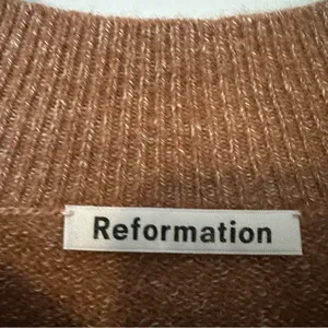 Reformation Elle Yak Linen Mock Neck Sweater Womens Small Tan Brown Marled thumbnail 3