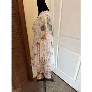 Beulah Style Medium Ladies Ivory Floral Long Sleeve Dress Boho Cottage Core thumbnail 3