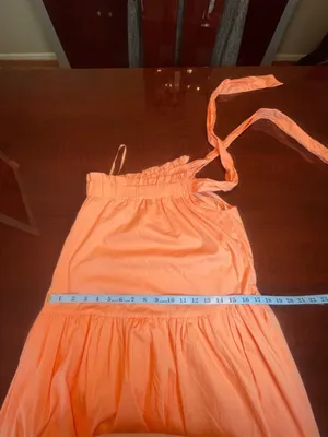 Altar'd State Gina Coral One Shoulder Tiered Maxi Dress Coastal Cottagecore XS thumbnail 10