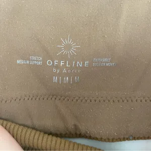 Aerie Offline Medium Brown Ribbed Crop Top Bra Medium Support Stretch Activewear thumbnail 3