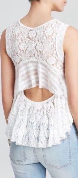 Free People Open Back White Lace Tank thumbnail 2