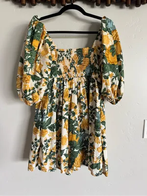 Abercrombie & Fitch Emerson Poplin Floral Mini Dress yellow floral size medium thumbnail 7
