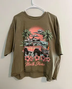 Inspired Culture green and pink oversized tee thumbnail 1
